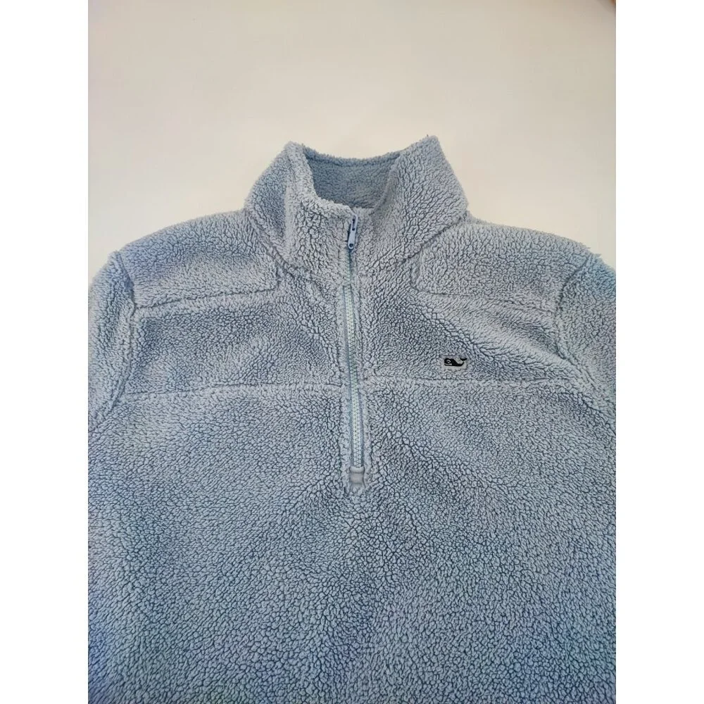 Vineyard Vines Women’s Size XL 1/4 Zip Pullover Sherpa Fleece Blue Casual